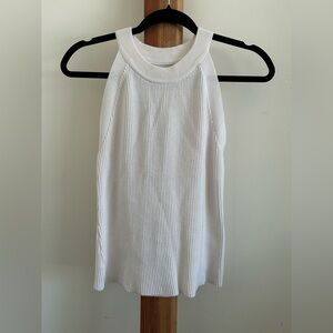 Nine West White Ribbed Halter Neck Tank Top